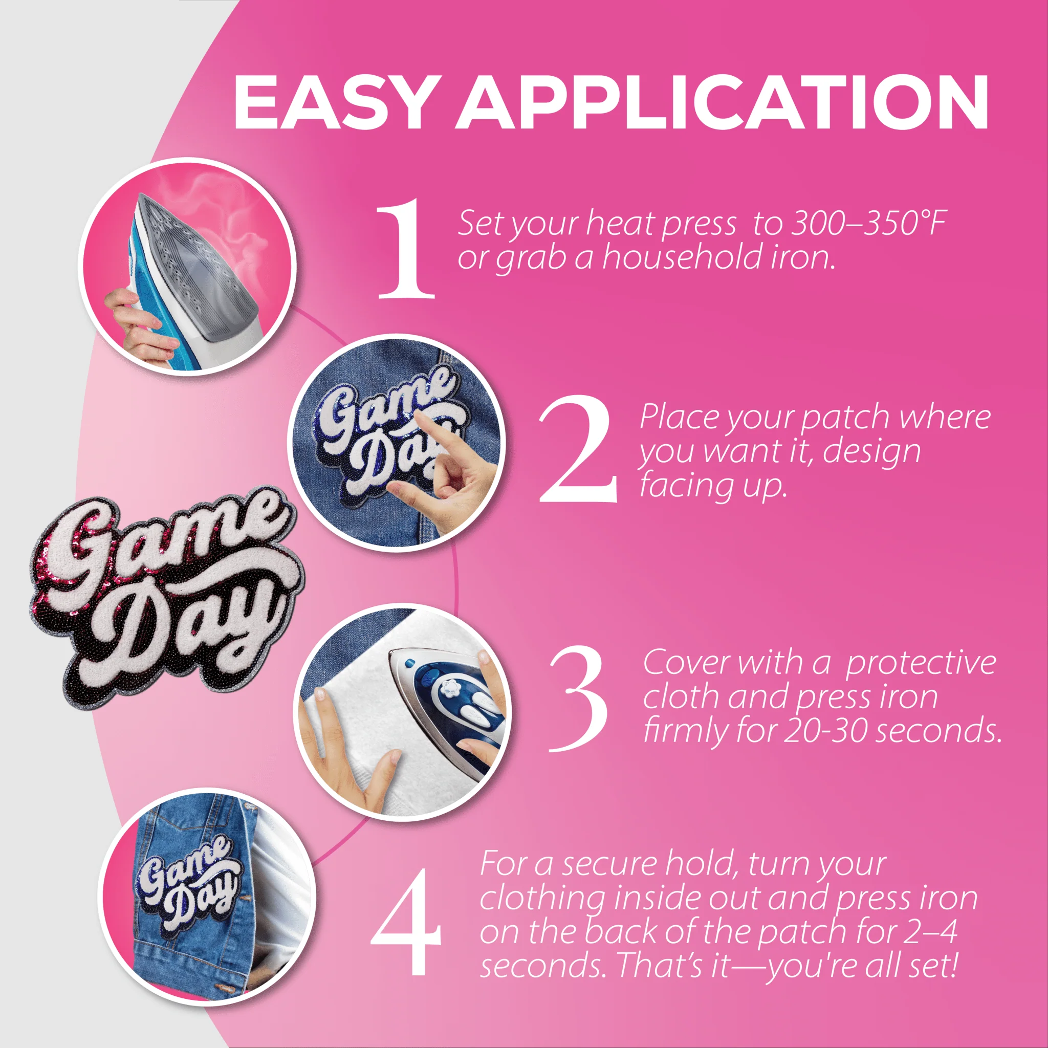 Pink "Game Day" Chenille Patch - Image 4